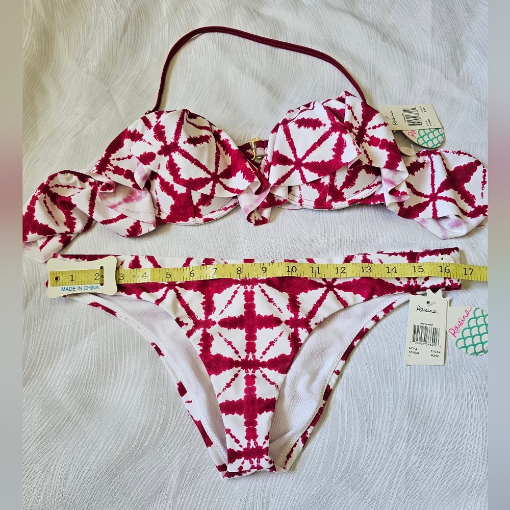 Raisins Dark Red and White Bikini Set NEW with Tags - Picture 9 of 11